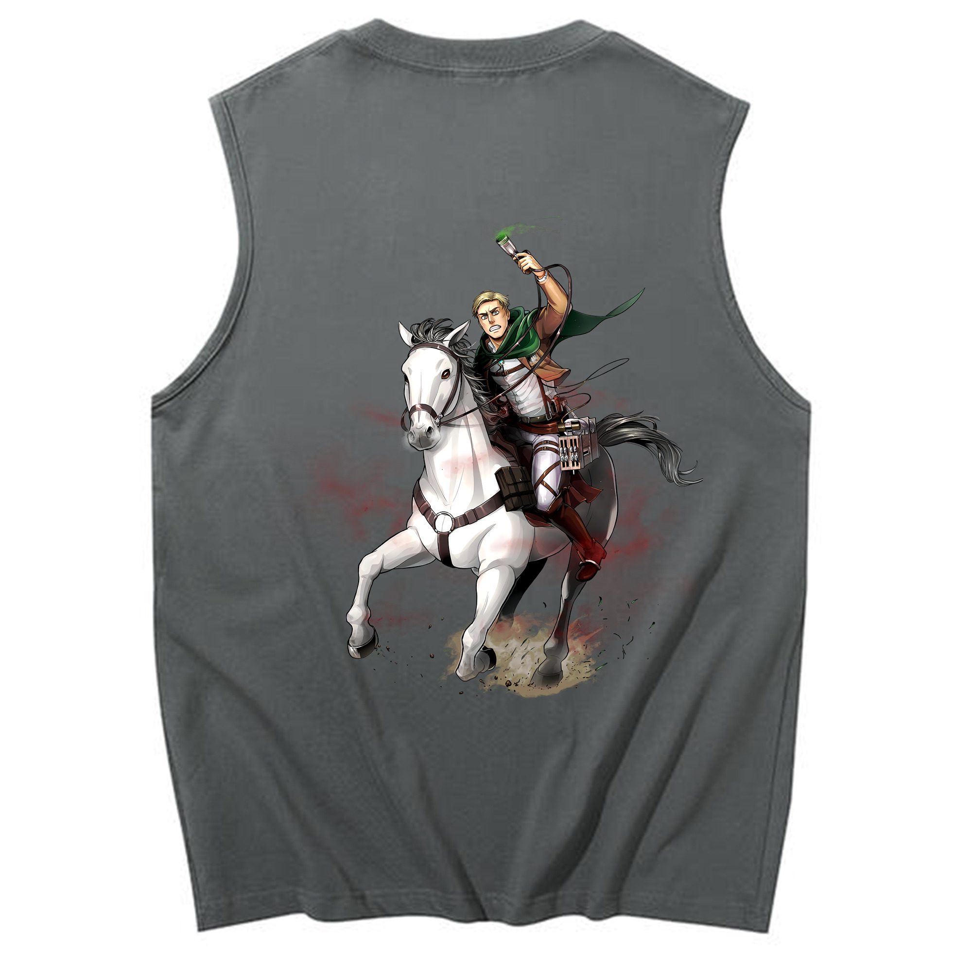 （画像用） 進撃の巨人 エルヴィン・スミス Attack on Titan Erwin Smith コットン100％タンクトップ（背面プリント）